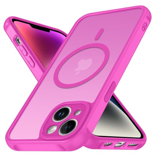 iVoler Cover Magnetica per iPhone 14 6.1 pollici, [Compatibile con MagSafe] [Protezione Antiurto di Grado Militare] Custodia Anti-graffi Traslucida Opaca Posteriore Sottile Case, Fucsia