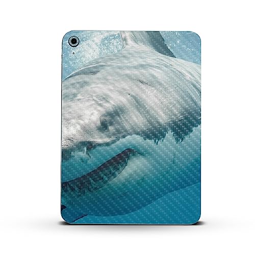 Image of MightySkins Carbon Fiber Skin Compatible with Apple iPad 10.9 inch 10th Gen (2022) Full Wrap Kit - Great White Shark | Protective, Durable Textured Carbon Fiber Finish | Easy to Apply | Made in The USA