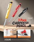 Nicpro 16 Pack Mechanical Carpenter Pencil Set with 42 Refills & Carbide Scribe Tool, Deep Hole Marker Construction Pencils Heavy Duty Woodworking Pencils Built-in Sharpener for Construction Architect