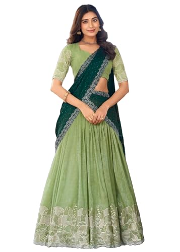 Lehenga fil à broder argenté brillant pour femme style chic 12920