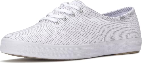 Keds Women's Champion Canvas Lace Up Sneaker Fashion Sneaker, White Seed Stripe, 9