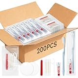 LLHQAMT Lot de 200 brosses à dents de voyage jetables, bleu clair et dentifrice avec...