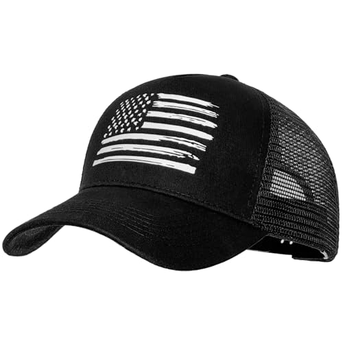 Image of American Flag Trucker Hats, USA hat for Men and Women - Adjustale Baseball Cap, Outdoor Mesh Snap Back - for Daily Use