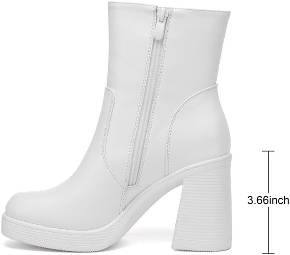 Women's Platform Gogo Ankle Boots with Zipper, Square Toe Boots with Chunky Block Heel - Image 4