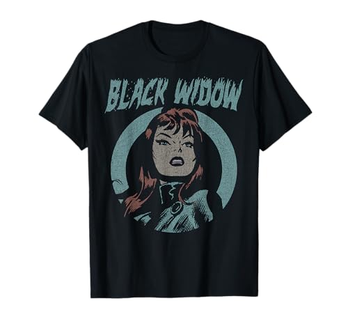 T-shirt Marvel Black Widow Dark Portrait haut noir au motif durable qui ne craquelle pas