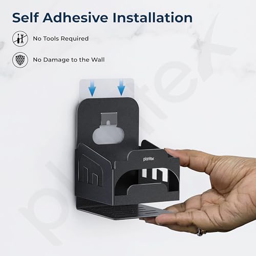 Image of Plantex Self Adhesive Tumbler Holder for Barthroom /Stainless Steel Toothbrush Holder /Toothpaste Stand /Bathroom Accessories - Pack of 1 (Black)