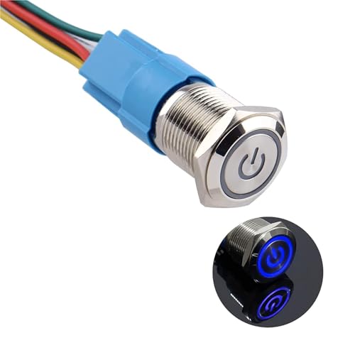 Pulsador metálico de latón de 16mm y 220V con acabado premium para consolas de automoción