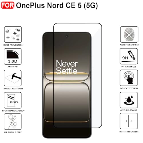 Image of CEDO Tempered Glass for OnePlus Nord CE 5 (5G) | Screen Protector Full HD Quality Tempered Glass Anti-Scratch Edge to Edge Coverage with Easy Installation Kit (Black)