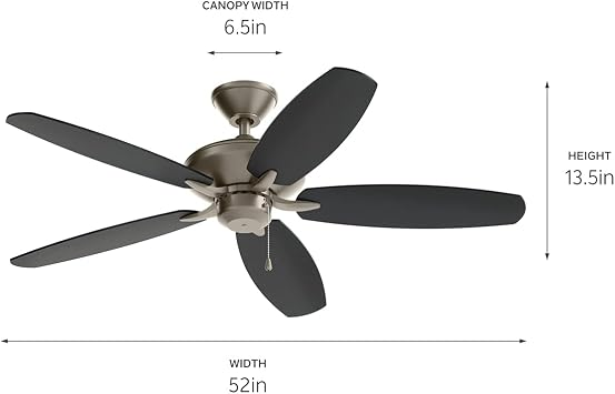 Kichler Renew Patio 52 Outdoor Ceiling Fan, Brushed Nickel