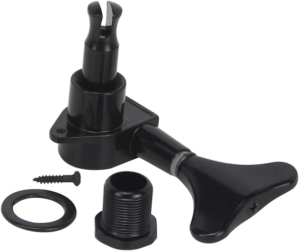 FLEOR Black 2R2L Bass Guitar Sealed Tuning Pegs Tuners Machine Heads Tuning Key Buttons for Precision Bass Jazz Bass