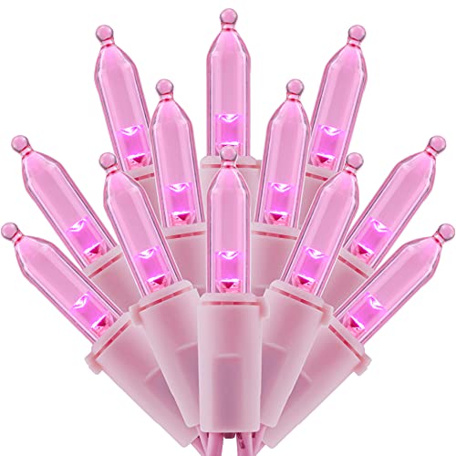 SWEET SHINE Pink LED Christmas Lights with Pink Wire, 66 Ft 200 Counts UL Certified Holiday Lights Set (Pink) SWEET SHINE Pink LED Christmas Lights with Pink Wire, 66 Ft 200 Counts UL Certified Holiday Lights Set (Pink)