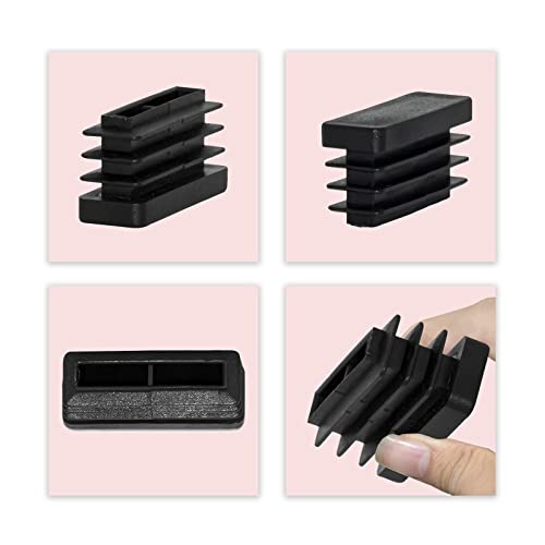 Image of Flyshop 8 Pack Black Chair Glide Inserts Plastic Plugs Rectangle Pipe Tubing End Caps 13 x 38 mm, 1 /2 inch x 1-1 /2 inch