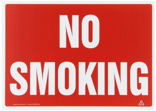 Panneau plastique ondulé No Smoking rigide 10x14 pouces pour marquage mural rouge