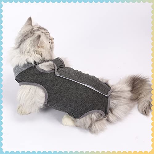 CGLRybO Katzenbody Nach Op Kastration Haustier-medizinisches chirurgisches Hemd Operationsgenesungsanzüge für Katzen (Stil:Grau, L)