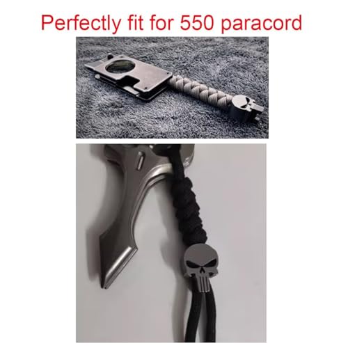 DEKEENSTAR Long Teeth Skull Shape Titanium Lanyard Bead for Knife Zipper Pull Jewelry Paracord Flashlight Knuckles Bracelet Necklace 550 Parachute Cord EDC Pendant by DEKEENSTAR - Image 2