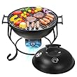 TOKTOO Tragbarer Holzkohlegrill mit einstellbarem Gebläse, BBQ Grill mit Deckel, Grillrost und Thermometer, Kohlegrill für Barbeque Camping, Terrasse, Garten, Charcoal grill