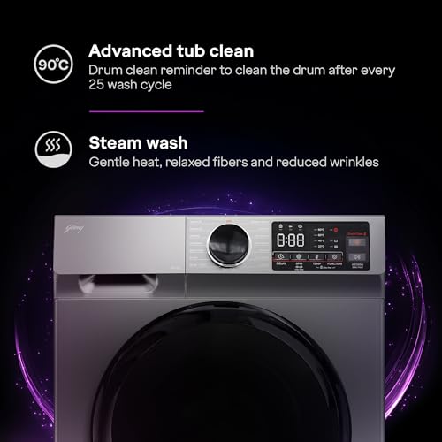 Image of Godrej 9 Kg 5 Star, 4 Years Comprehensive Warranty, AI Powered, Steam Wash, Pause The Cycle, Digi Inverter Fully Automatic Front Load Washing Machine (WFEON CEL 9014 IEBT SLSR, Silver Stream)