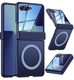 LEIAU for Samsung Galaxy Z Flip 7 Case with Hinge Protection & Front Screen Protector [Support MagSafe] - Full Body Military-Grade Translucent Back Phone Cover, Blue