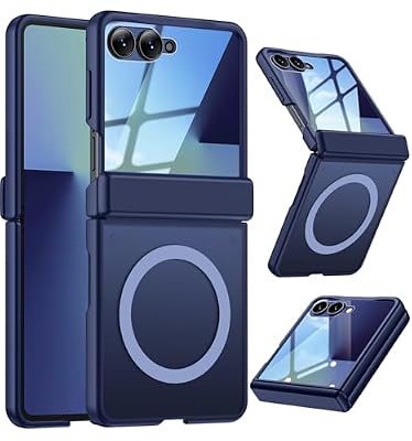 LEIAU for Samsung Galaxy Z Flip 7 Case with Hinge Protection & Front Screen Protector [Support MagSafe] - Full Body Military-Grade Translucent Back Phone Cover, Blue