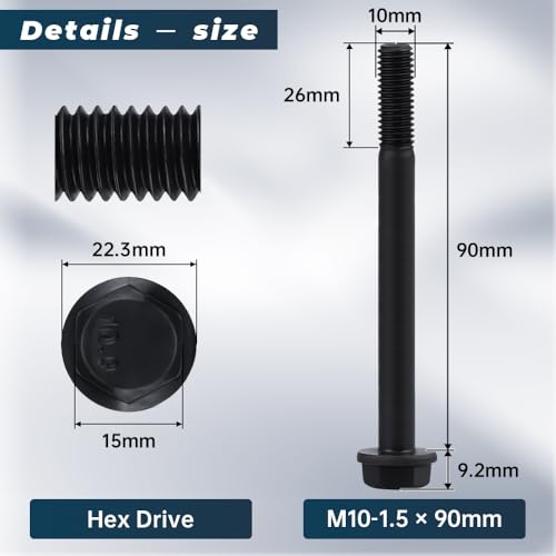 Image of 8 Sets M10-1.5 x 90mm Flange Hex Bolt with Flange Nuts and Flat & Lock Washers Assortment Set, 10.9 Grade Alloy Steel, Serrated, for Automotive Repair & Machinery Projects, Glvaner