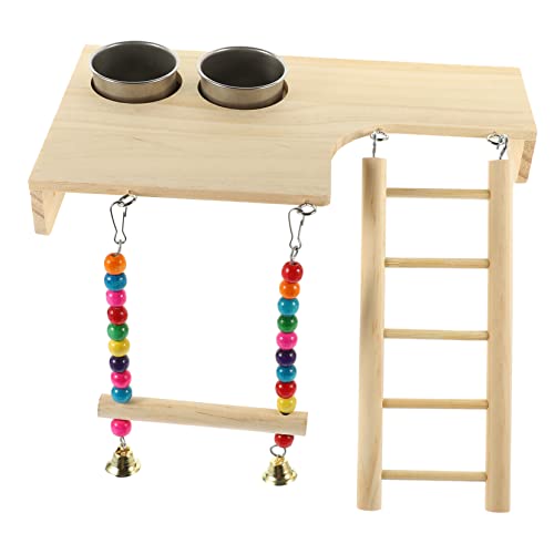 SUPVOX Wooden Ladder Swing Toy for Cockatiels Bird Cage Ladder Bird Toys for Budgies Parrot Perch Stand