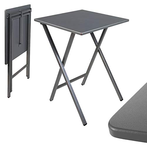 TIENDA EURASIA - Mesa Plegable Comedor | Estructura de Acero Resistente | Tablero de Madera MDF Cuadrada | Auxiliar de Cocina | Medida 48 x 48 x 65 cm (Gris)