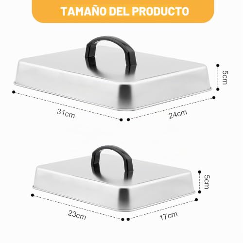 Tapas para cocinar al vapor de acero inoxidable MEETOZ, juego de 2 cubiertas 3