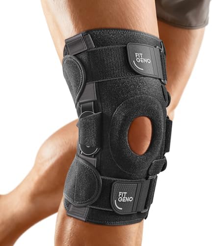 Fit Geno ReActive+ Knee Brace for Knee Pain for Men and Women, Adjustable Hinged Knee Brace with Side Stabilizers for Maximum Knee Support, Ultimate Knee Brace for Meniscus Tear ACL MCL Arthritis