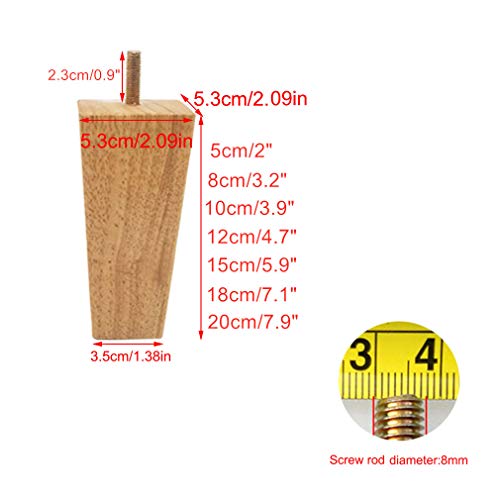 Patas para muebles de madera maciza de roble con diseño piramidal 3