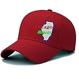Chicago lllinois Gorras De Béisbol Bordadas Personalizadas Sombrero Moda Deportes A Aire Libre Wine