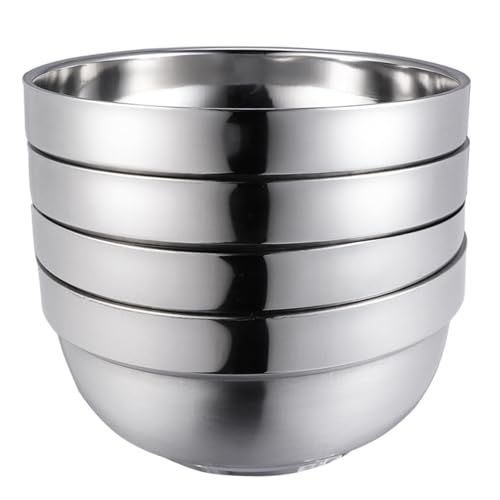 Ciieeo 4 Piezas Cuencos Inoxidable Doble Capa de Aislantes Calor Antiquemaduras para Boles Familiares para Sopa y Arroz