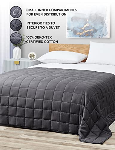 YnM Weighted Blanket — Heavy 100 Percent Oeko-Tex Certified Cotton Material with Premium Glass Beads (Dark Grey, 60''x80'' 17lbs), Suit for One Person(~160lb) Use on Queen/King Bed