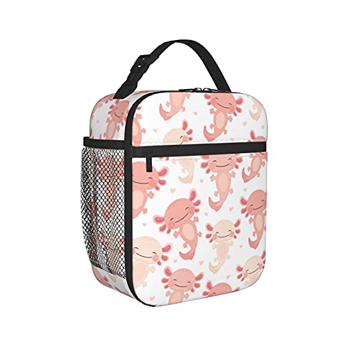 Cartoon Pink Axolotl Lunch Box Insulated Soft Bag Reusable Cooler Bag For Women&Men&Work Picnic Hiking #TOP1