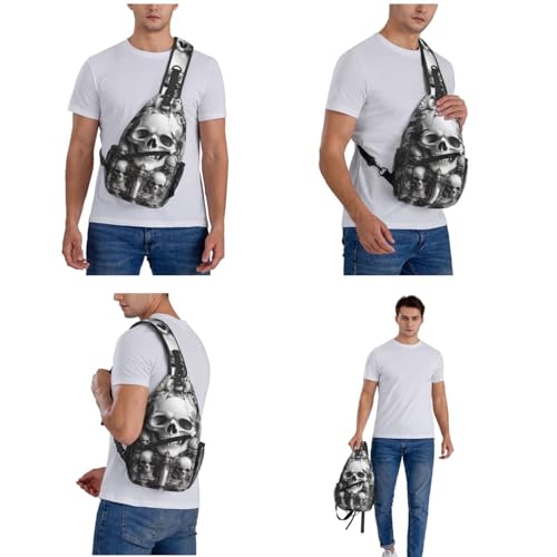 Image of Crossbody Bag Gothic Skull Sling Bag Backpack Chest Bags Shoulder Bag for Women Men