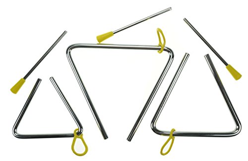 Bilipala Steel Rhythm Musical Percussion Triangle Instruments with Strikers, Set of 3
