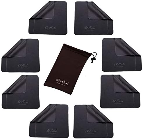 8* Ed Hicks Premium Microfibre Glasses Cleaning Cloths 18 x 18cm also for Phone Screens, Lenses Ultra Effective, Chemical Free Cleaning Super Soft Reusable Easy to find Colours Storage Pouch