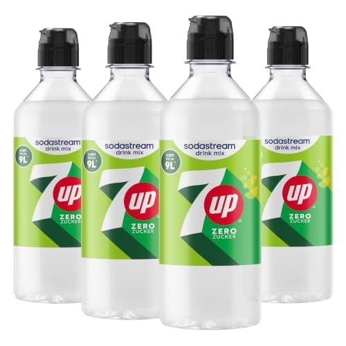 SodaStream drink mix 7UP Zero Zucker 4er-Pack Zitrone-Limette Sirup für Wassersprudler Getränkesirup zuckerfrei und koffeinfrei 4 x 440 ml