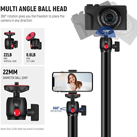 NEEWER 2PCS Extendable Camera Desk Mount with 1/4" Ball Head, 1740 Adjustable Table Light Stand with 1/4" Adapter and C Clamp for DSLR Camera, Ring Light, Live Stream, Vlog, Max Load: 6.6lb/3kg
