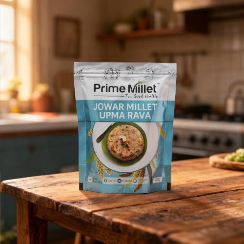 Image of Prime Millet For Good Health Organic Jowar Upma Rava | Premium Sorghum Millet Upma Mix | High Fiber Superfood | Gluten Free Healthy Breakfast Ingredient | Supports Healthy Digestion | Natural Unpolished Jowar Rava | Ancient Grain Nutrition (250 Gram)
