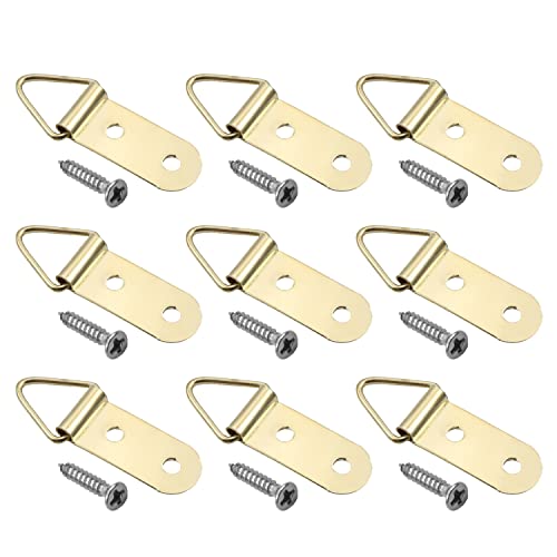 Image of MroMax 200PCS Ring Picture Frame Buckle 1.5 inch x 0.43 inchGold Tone Assortment Kit for Home Decoration Picture Frames Photo Hanging Solutions