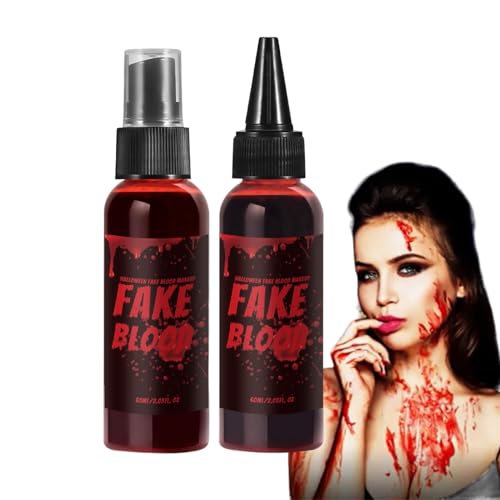 Huasean Kit per il trucco del sangue finto di Halloween, set per la pittura del corpo per la scena di Halloween,Stage Blood Trucco realistico e sicuro con sangue finto - Puntelli di sangue finto di