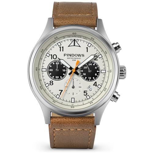 PINDOWS Herren-Armbanduhr, wasserdicht, modisch, geschäftlich, lässig, Multifunktions-Chronograph, Quarz-Herrenuhr mit Kalender, Nylonband