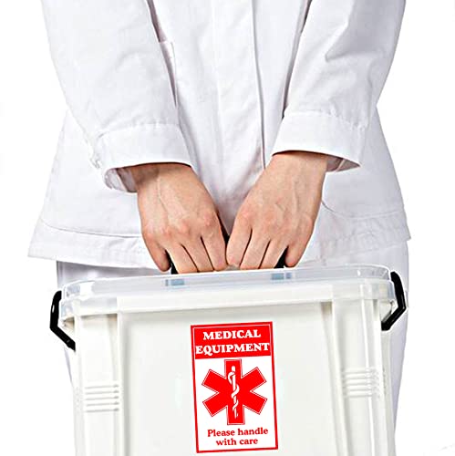 Medical Alert Equipment Luggage Tag Stickers 2X3 Inch Handle With Care Labels For Medical Supplies (8 Pack) #TOP5