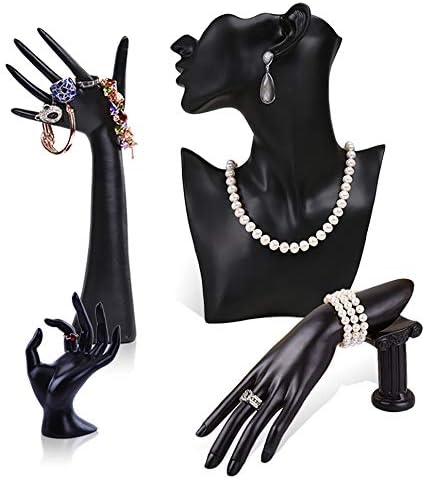 Miniatura 7 de Homeanda Colgante de resina negra, aretes, soporte de cadena, exhibición de collares y aretes, exhibiciones de joyas para espectáculos, soportes de