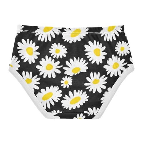 Toddler Underwear Floral 2t Cotton Cute Panties Girl Bright Briefs Underpants White Daisies Black2