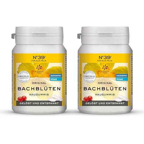 Lemon Pharma Original Bachblüten Kaugummi Notfall Nr. 39, 2 x 60 g, Vegan und Zuckerfrei