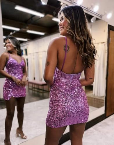 Sparkly Sequin Homecoming Dress Corset Short Prom Dress V Neck Tight Cocktail Party Gowns3