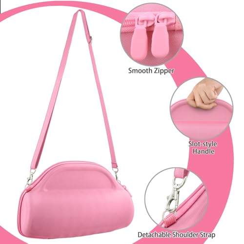 Image of co2CREA Case for JBL Charge 6 Portable Bluetooth Speaker, Pink | High-Density Foam Padding, Reinforced Handle, Detachable Shoulder Strap, Compact Lightweight Design, Dust Protection