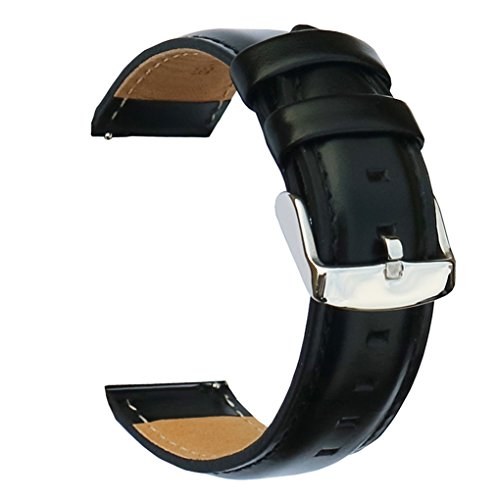 Otopo For Galaxy Watch 4/6 Classic Bands 47Mm 46Mm 43Mm 42Mm,Watch 4/5/6 Band 40 44Mm/Garmin Vivoactive 3 Bands, 20Mm Quick Release Luxury Genuine Leather Strap Replacement For Men Women - Black #TOP1