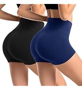 Leafigure 2 Pack Biker Shorts for Women 2.5" High Waisted Gym Shorts for Yoga Workout